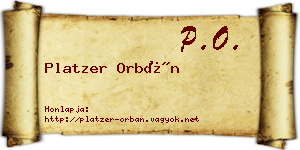 Platzer Orbán névjegykártya
